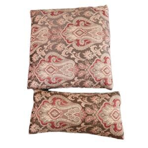 2 Vtg Ralph Lauren? Hampton Brown / Brick Red Olive Beige Paisley Brocade